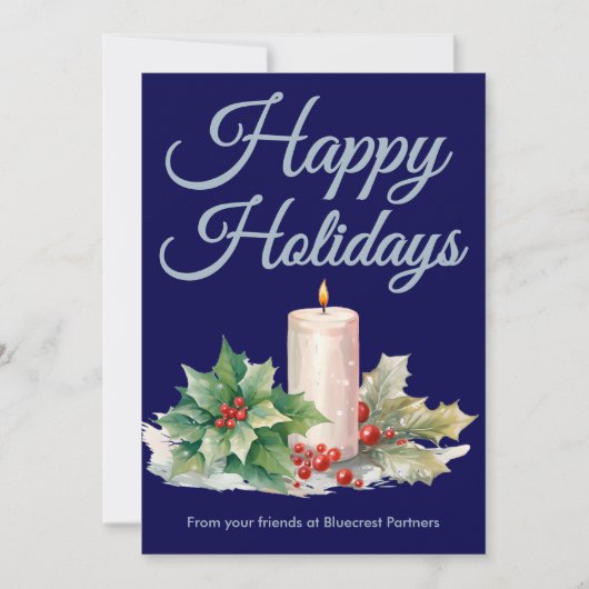 Elegant Navy Holiday Greeting Feestdagenkaart (Voorkant)