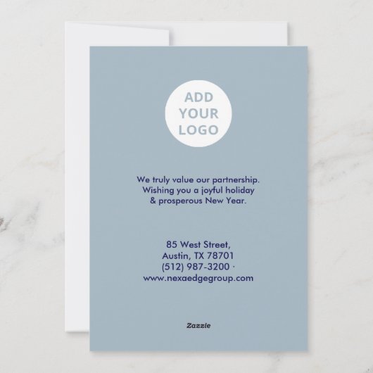 Elegant Navy Holiday Greeting Feestdagenkaart (Achterkant)