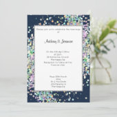 ELEGANT NAVY HOLOGRAPHIC PASTEL WEDING KAART (Staand voorkant)