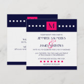 Elegant Navy Hot Pink Monogram Weddenschap Kaart (Voorkant / Achterkant)