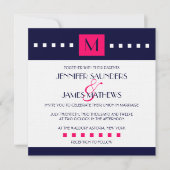 Elegant Navy Hot Pink Monogram Weddenschap Kaart (Voorkant)
