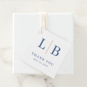 Elegant Navy Initials with Red Line Bedankjes Labels (In situ)