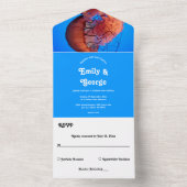Elegant Navy Jellyfish Nautical Coastal Wedding All In One Uitnodiging (Binnen)