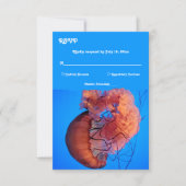 Elegant Navy Jellyfish Nautical Coastal Wedding RSVP Kaartje (Voorkant)