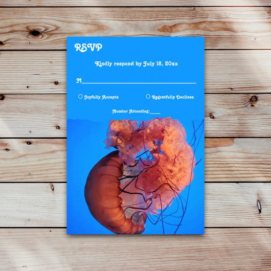 Elegant Navy Jellyfish Nautical Coastal Wedding RSVP Kaartje