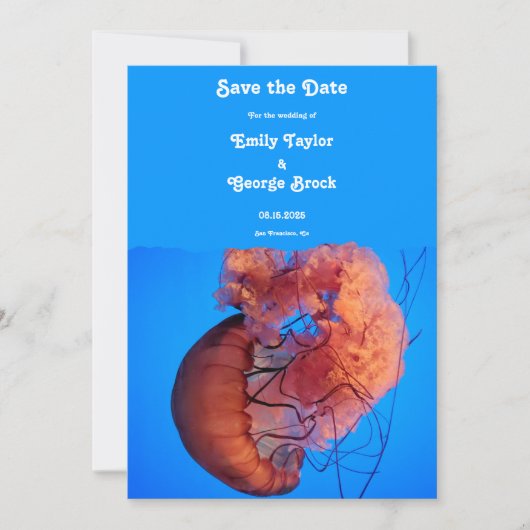 Elegant Navy Jellyfish Nautical Coastal Wedding Save The Date (Voorkant)