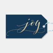 Elegant Navy Joy Faux Folie kerstavond Cadeaulabel (Voorkant (Horizontaal))