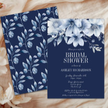 Elegant Navy & Lichtblauw Bloemen Vrijgezellenfees