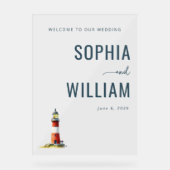 Elegant Navy Lighthouse Acryl Bord (Voorkant)