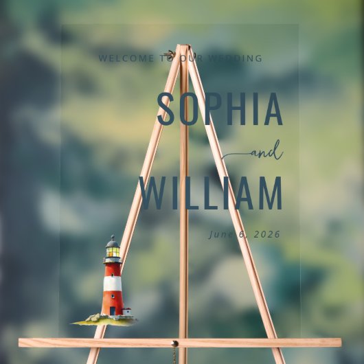 Elegant Navy Lighthouse Acryl Bord (Neutraal)