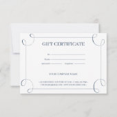 Elegant Navy Lijst Gepersonaliseerd Cadeaubon (Achterkant)