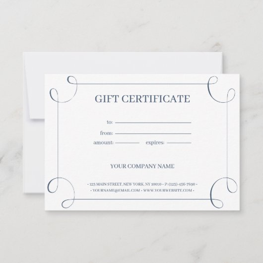 Elegant Navy Lijst Gepersonaliseerd Cadeaubon (Achterkant)