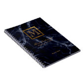 Elegant Navy Marble Square Gold Monogram Notitieboek (Rechterzijde)