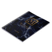 Elegant Navy Marble Square Gold Monogram Notitieboek (Linkerzijde)