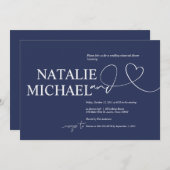 Elegant Navy Minimalism Wedding Rehearsal Dinner Kaart (Voorkant / Achterkant)