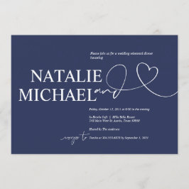 Elegant Navy Minimalism Wedding Rehearsal Dinner Kaart