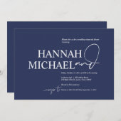 Elegant Navy Minimalism Wedding Rehearsal Dinner Kaart (Voorkant / Achterkant)