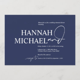 Elegant Navy Minimalism Wedding Rehearsal Dinner Kaart