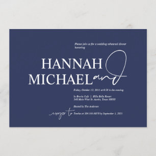 Elegant Navy Minimalism Wedding Rehearsal Dinner Kaart