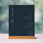 Elegant Navy Minimalist Bar Menu Acryl Bord (Neutraal)