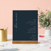Elegant Navy Minimalist Bar Menu Acryl Bord (Huwelijk)