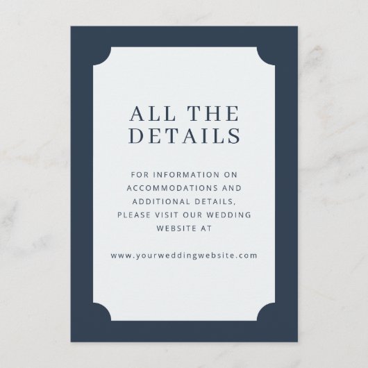 Elegant Navy Minimalist Border Informatiekaartje (Voorkant)