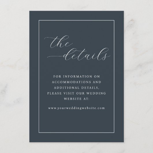 Elegant Navy Minimalist Calligraphy Informatiekaartje (Voorkant)