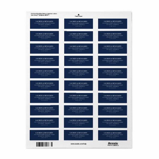 Elegant Navy Minimalist Etiket (Full Sheet)