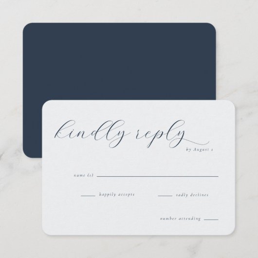 Elegant Navy Minimalist RSVP Kaartje (Voorkant / Achterkant)