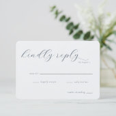 Elegant Navy Minimalist RSVP Kaartje (Staand voorkant)