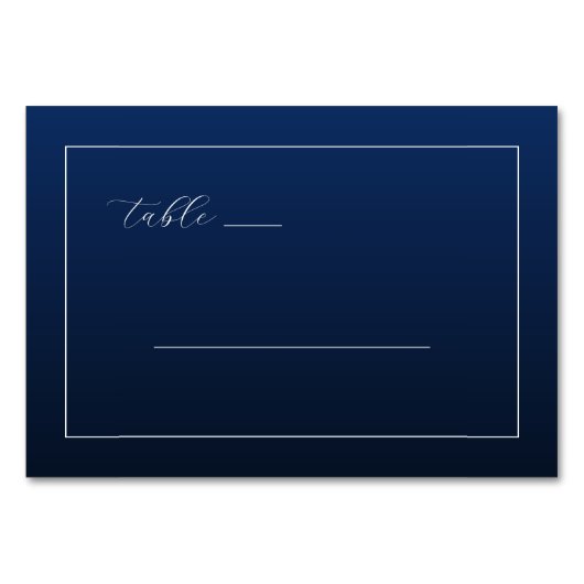 Elegant Navy Minimalist Table Card Kaart (Voorkant)