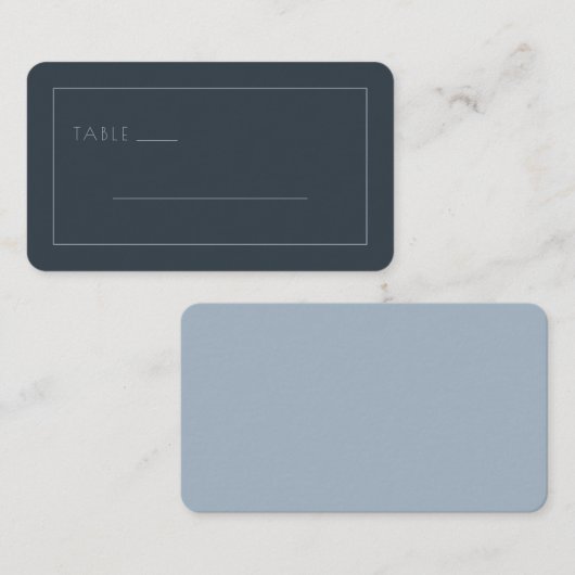 Elegant Navy Minimalist Table Label (Voorkant / Achterkant)