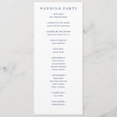 Elegant Navy Minimalist Wedding Ceremony Programmakaart (Achterkant)