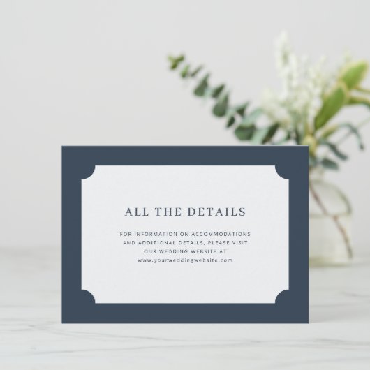 Elegant Navy Minimalistisch Informatiekaartje (Staand voorkant)