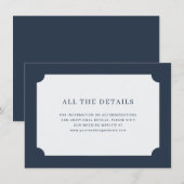 Elegant Navy Minimalistisch Informatiekaartje (Voorkant / Achterkant)