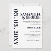 Elegant Navy Modern Wedding Invitation Kaart (Voorkant)