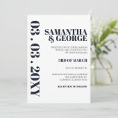 Elegant Navy Modern Wedding Invitation Kaart (Staand voorkant)