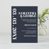 Elegant Navy Modern Wedding Kaart (Staand voorkant)