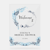 Elegant Navy Monogram Bloemen Vrijgezellenfeest We Acryl Bord (Voorkant)