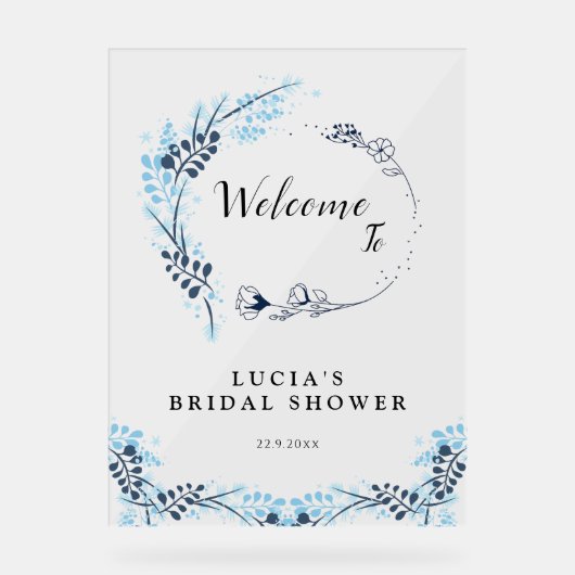 Elegant Navy Monogram Bloemen Vrijgezellenfeest We Acryl Bord (Voorkant)