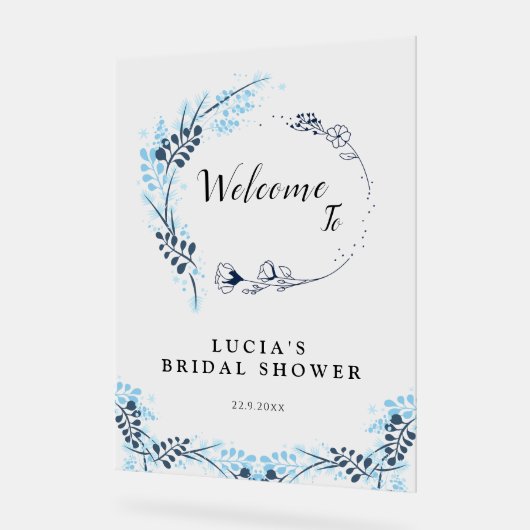 Elegant Navy Monogram Bloemen Vrijgezellenfeest We Acryl Bord (Hoek)