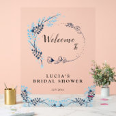 Elegant Navy Monogram Bloemen Vrijgezellenfeest We Acryl Bord (Huwelijk)