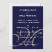 Elegant Navy Monogram Names Wedding Invitation Kaart (Achterkant)