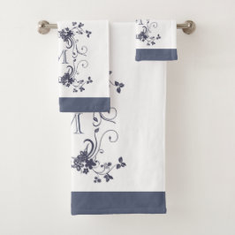 Elegant Navy Monogrammed Bad Handdoek