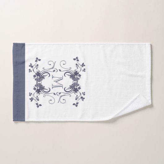 Elegant Navy Monogrammed Bad Handdoek (Handdoek)