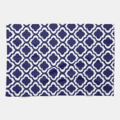 Elegant Navy Moroccan Trellis Quatrefoil Clover Theedoek (Horizontaal)