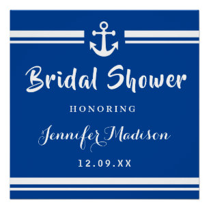 Elegant Navy Nautical anchor vrijgezellenfeest Perfect Poster