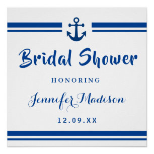 Elegant Navy Nautical anchor vrijgezellenfeest Pos Perfect Poster