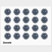 Elegant Navy Nautical Shell Motive Ronde Sticker (Vel)