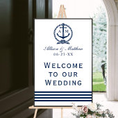 Elegant Navy Nautical Wedding Monogram Welkom Poster